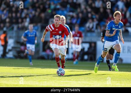 Lyngby, Danimarca. 29 settembre 2024. Tonni Adamsen (23) di Silkeborg SE visto durante il danese 3F Superliga match tra Lyngby BK e Silkeborg IF al Lyngby Stadion di Lyngby. Foto Stock