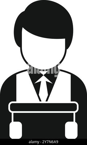 Semplice icona vettoriale di un politico che fa un discorso dietro un podio Illustrazione Vettoriale