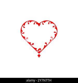 Bellissimo vettore con icona a forma di cuore di colore rosso. cuore rosso isolato Illustrazione Vettoriale