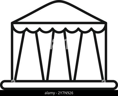 Tenda a baldacchino che rappresenta l'icona di un evento o di un circo in stile sottile Illustrazione Vettoriale