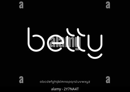 L'alfabeto moderno e creativo sans serif visualizza il vettore dei caratteri. Carattere decorativo Illustrazione Vettoriale