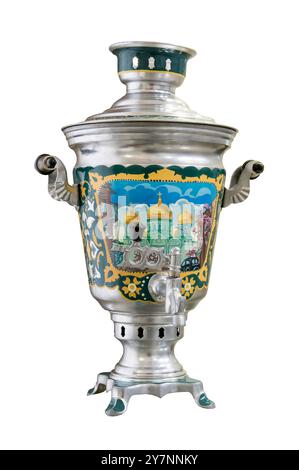 Samovar - una macchina per preparare l'acqua calda. È isolato sul bianco Foto Stock
