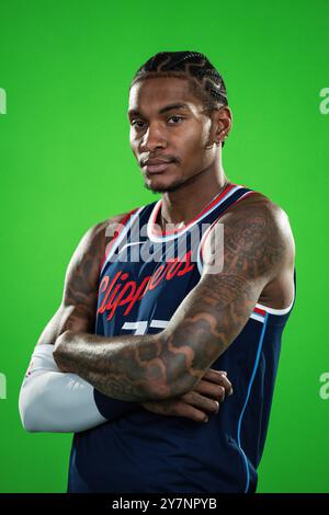 LA Clippers guardia Kevin Porter Jr. (77) durante il Clippers Media Day, lunedì 30 settembre 2024, all'Intuit Dome, a Inglewood, CA. (Jon endow/IM Foto Stock