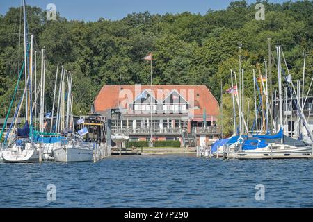 TSC Tegeler SEE-Club, molo delle barche, Große Malche, Tegeler SEE, Tegel, Reinickendorf, Berlino, Germania, Bootsanleger, Deutschland Foto Stock