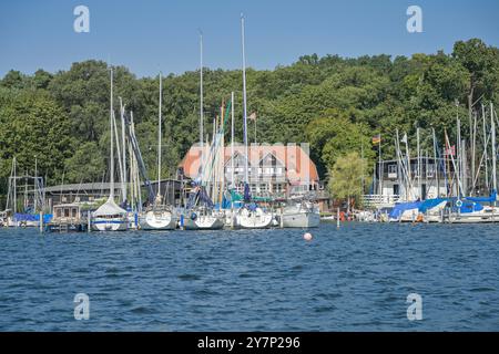 TSC Tegeler SEE-Club, molo delle barche, Große Malche, Tegeler SEE, Tegel, Reinickendorf, Berlino, Germania, Bootsanleger, Deutschland Foto Stock