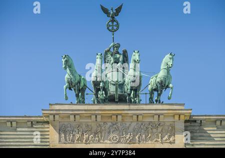 Quadriga, porta di Brandeburgo, Pariser Platz, Mitte, Berlino, Germania, Brandenburger Tor, Deutschland Foto Stock