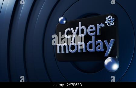 Design del modello di banner Cyber ​​Monday sale su sfondo scuro per poster pubblicitari o promozioni aziendali Foto Stock
