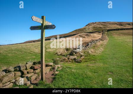 Finger Post alla Broughton Bank sulla Cleveland Way, North York Moors Foto Stock