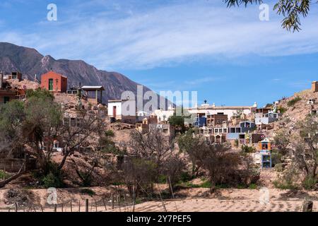 Tombe nel cimitero di nostra Signora di Carmen a Maimara nella valle di Humahuaca o a Quebrada de Humahuaca, Argentina. Foto Stock