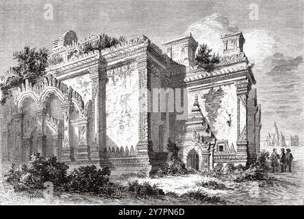 Tempio rovinato a Pagan, Birmania, Myanmar. Sud-est asiatico. Disegno di Lancelot. Viaggio nel regno di Ava, 1855, del colonnello Sir Henry Yule (1820-1889) le Tour du Monde 1860 Foto Stock