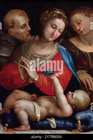 Vergine col bambino con i Santi Francesco d'Assisi e Caterina d'Alessandria 1532-1534 di Prospero Fontana, Bologna, 1512 – 1597 XVI secolo, Italia, italiano. Foto Stock