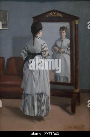 The Full-length Mirror della pittrice francese Eva Gonzales alla National Gallery, Londra, Regno Unito Foto Stock