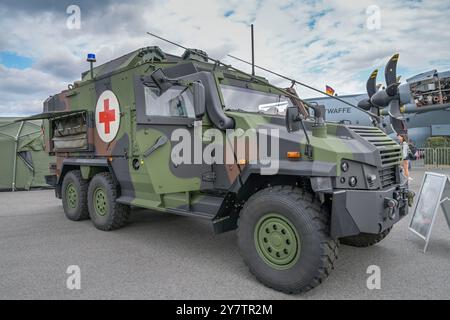 EAGLE V 6 x 6, Medium Armored Medical Vehicle, ILA 2024, International Aerospace Exhibition Berlin, Schönefeld, Brandeburgo, Germania, Mittleres Geschütz Foto Stock