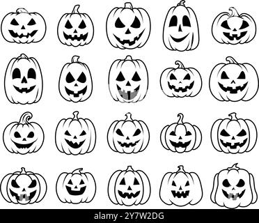 Set di silhouette Halloween Pumpkins, Collection Illustrazione Vettoriale