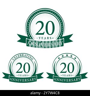 collezioni di logo per il 20° anniversario. Set di modello di logotipo 20th Anniversary. Vettore e illustrazione. Illustrazione Vettoriale