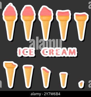 Un grande e colorato set di gelati da dessert naturali dalle forme diverse, composto da vari ingredienti, gelati di design dalle forme diverse dal menu di nutrienti biologici Illustrazione Vettoriale