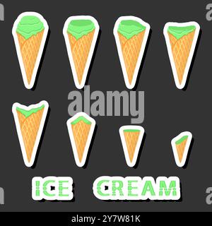 Un grande e colorato set di gelati da dessert naturali dalle forme diverse, composto da vari ingredienti, gelati di design dalle forme diverse dal menu di nutrienti biologici Illustrazione Vettoriale