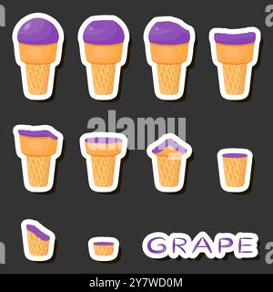 Un grande e colorato set di gelati da dessert naturali dalle forme diverse, composto da vari ingredienti, gelati di design dalle forme diverse dal menu di nutrienti biologici Illustrazione Vettoriale