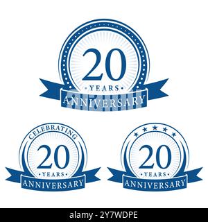 collezioni di logo per il 20° anniversario. Set di modello di logotipo 20th Anniversary. Vettore e illustrazione. Illustrazione Vettoriale
