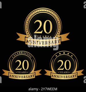 collezioni di logo per il 20° anniversario. Set di modello di logotipo 20th Anniversary. Vettore e illustrazione. Illustrazione Vettoriale