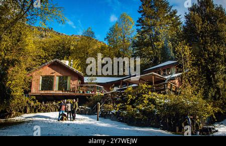 Una casa nella foresta di Araucania Foto Stock