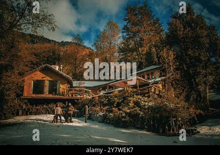 Una casa nella foresta di Araucania Foto Stock