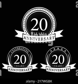 collezioni di logo per il 20° anniversario. Set di modello di logotipo 20th Anniversary. Vettore e illustrazione. Illustrazione Vettoriale