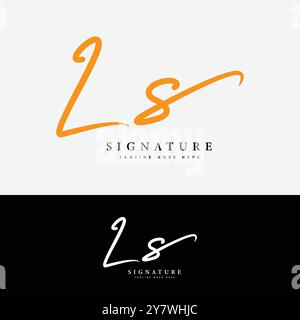 Logo L, S, LS con lettera iniziale. Logo della firma scritta a mano Alphabet LS Illustrazione Vettoriale