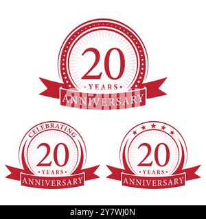 collezioni di logo per il 20° anniversario. Set di modello di logotipo 20th Anniversary. Vettore e illustrazione. Illustrazione Vettoriale