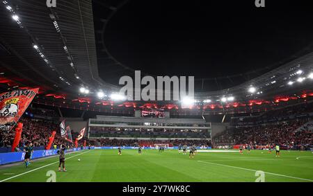 Leverkusen, Germania. 1 ottobre 2024. Calcio: Champions League, Bayer Leverkusen - AC Milan, turno preliminare, partita 2, BayArena, giocatori in riscaldamento prima dell'inizio della partita. Crediti: Federico Gambarini/dpa/Alamy Live News Foto Stock