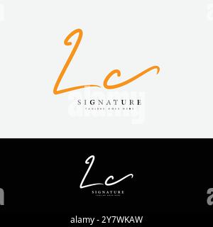 L, C, LC logo della lettera iniziale. Logo della firma scritta a mano LC Alphabet Illustrazione Vettoriale