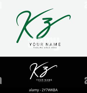 Logo della lettera iniziale K, Z, KZ. Logo della firma scritta a mano Alphabet KZ Illustrazione Vettoriale