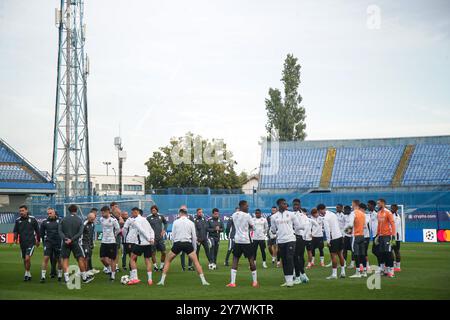 Zagabria, Croazia. 1 ottobre 2024. Monaco durante una sessione di allenamento in vista della partita di UEFA Champions League tra Dinamo Zagabria e Monaco allo Stadion Maksimir di Zagabria, Croazia, il 1° ottobre 2024. Foto: Luka Stanzl/PIXSELL credito: Pixsell/Alamy Live News Foto Stock