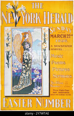 The New York Herald domenica 22 marzo 1896. Una meraviglia del giornale. Numero di Pasqua, opere d'arte di Louis Rhead Foto Stock