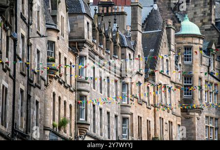 Dettaglio degli edifici nella città vecchia di Edimburgo, Scozia, Regno Unito Foto Stock