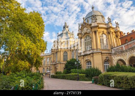 Il Museo dell'Agricoltura si trova nel complesso del castello di Vajdahunyad nel parco principale della città di Varosliget a Budapest, Ungheria Foto Stock