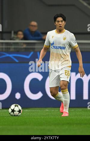 Young-woo Seol di Stella Rossa FC durante la fase MD2 della UEFA Champions League tra Inter FC Internazionale e Stella Rossa FC, il 1° ottobre 2024, allo stadio Giuseppe Meazza San Siro Siro di Milano Foto Stock