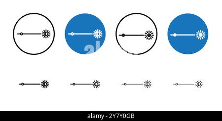 Icona luminosità grafica linea nera vettoriale in bianco e nero bordo set segno di raccolta Illustrazione Vettoriale
