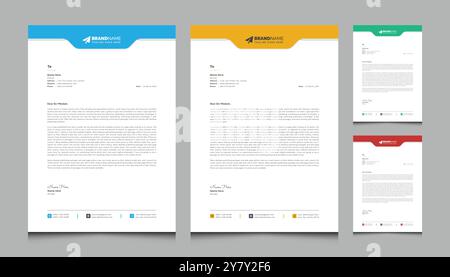 Progettazione di modelli di carta intestata con formato A4 modificabile e grafica di alta qualità Illustrazione Vettoriale