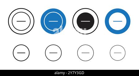Icona meno vettore grafico linea nera con bordo bianco e nero segno di collezione Illustrazione Vettoriale