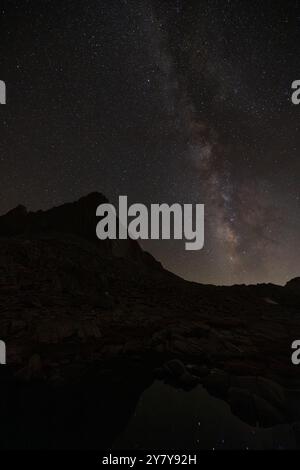 The Milky way galaxy seen from Dusy basin in the Eastern Sierras of Calirfornia. Stock Photo