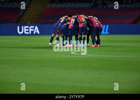 Barcellona, ESP. 1 ottobre 2024. FC BARCELONA vs BSC Young Boys 01 ottobre 2024 i giocatori del FC Barcelona durante la fase MD4 della UEFA Champions League 2024/25 League tra FC Barcelona e BSC Young Boys allo stadio Olimpico Lluis Companys di Montjuic a Barcellona, Spagna. Crediti: Rosdemora/Alamy Live News Foto Stock