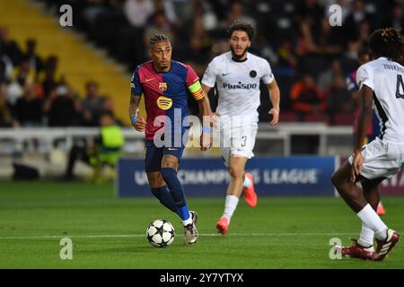 Barcellona, ESP. 1 ottobre 2024. FC BARCELONA vs BSC Young Boys 01 ottobre 2024 Raphina (11) del FC Barcelona durante la fase MD4 della UEFA Champions League 2024/25 League tra FC Barcelona e BSC Young Boys allo stadio Olimpico Lluis Companys di Montjuic a Barcellona, Spagna. Crediti: Rosdemora/Alamy Live News Foto Stock