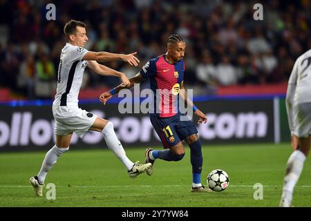 Barcellona, ESP. 1 ottobre 2024. FC BARCELONA vs BSC Young Boys 01 ottobre 2024 Raphina (11) del FC Barcelona durante la fase MD4 della UEFA Champions League 2024/25 League tra FC Barcelona e BSC Young Boys allo stadio Olimpico Lluis Companys di Montjuic a Barcellona, Spagna. Crediti: Rosdemora/Alamy Live News Foto Stock