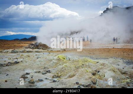 Hverir area geotermica nel nord dell'Islanda Foto Stock