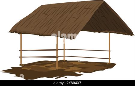 Illustrazione vettoriale del villaggio indiano isolata su sfondo bianco Illustrazione Vettoriale
