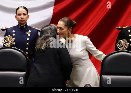 Non esclusiva: L'entrante presidente messicano Claudia Sheinbaum Pardo partecipa alla cerimonia di inaugurazione al Congresso dell'Unione. Il 1° ottobre, 2 Foto Stock