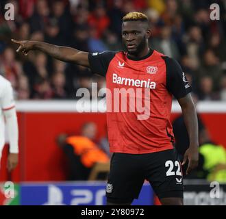 Leverkusen, Germania. 1 ottobre 2024. Victor Boniface (Bayer), Champions League, Matchday 2, Bayer 04 Leverkusen vs AC Milan, Leverkusen, Germania. 1 ottobre 2024. Crediti: Juergen Schwarz/Alamy Live News Foto Stock