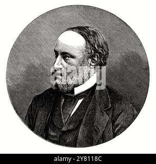 Ritratto di James Prescott Joule (1818-1889) incisione storica Foto Stock