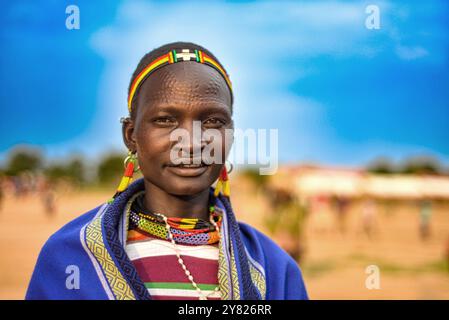 Una donna Karimojong a Kotido, Karamoja Uganda Foto Stock